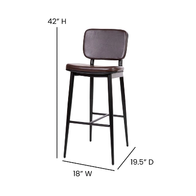 Flash Furniture Kenzie Commercial Grade Mid-Back Barstools - LeatherSoft Upholstery - Iron Frame With Integrated Footrest - Set Of 2 6 Flash Furniture Kenzie Commercial Grade Mid-Back Barstools - LeatherSoft Upholstery - Iron Frame With Integrated Footrest - Set Of 2 - Image 6