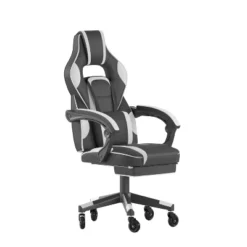 Flash Furniture X40 Gaming Chair Racing Computer Chair With Fully Reclining Back/Arms And Transparent Roller Wheels, Slide-Out Footrest -Furniture GUEST 54974c42 54ad 40cc a6cf dd94edd31d7a