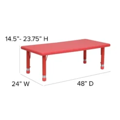 Flash Furniture 24"W X 48"L Rectangular Plastic Height Adjustable Activity Table Set With 4 Chairs -Furniture GUEST 54ba0eff d86e 4766 a6de 6fc3dc426c23