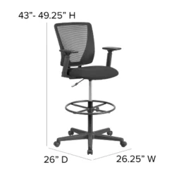 Flash Furniture Ergonomic Mid-Back Mesh Drafting Chair With Black Fabric Seat, Adjustable Foot Ring And Adjustable Arms 11 Flash Furniture Ergonomic Mid-Back Mesh Drafting Chair With Black Fabric Seat, Adjustable Foot Ring And Adjustable Arms -Furniture GUEST 54ec77cf d7b5 41eb 9ffd 2b6e3e397752