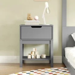 Flash Furniture Dallas Wooden Night Stand, Bedroom Side Table With Storage Drawer And Shelf For Kids -Furniture GUEST 55331278 5674 4df8 8862 42ec0533e9dd