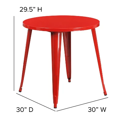 Flash Furniture Commercial Grade 30" Round Metal Indoor-Outdoor Table 1 Flash Furniture Commercial Grade 30" Round Metal Indoor-Outdoor Table