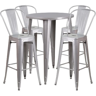 Flash Furniture Commercial Grade 30" Round Metal Indoor-Outdoor Bar Table Set With 4 Cafe Stools 5 Flash Furniture Commercial Grade 30" Round Metal Indoor-Outdoor Bar Table Set With 4 Cafe Stools - Image 5