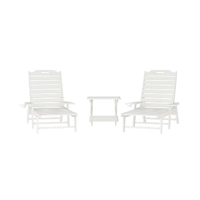 Flash Furniture Monterey Commercial Grade 3-Piece Indoor/Outdoor Adirondack Set With 2 Adjustable HDPE Loungers With Cup Holders And Folding Side Table 16 Flash Furniture Monterey Commercial Grade 3-Piece Indoor/Outdoor Adirondack Set With 2 Adjustable HDPE Loungers With Cup Holders And Folding Side Table - Image 16