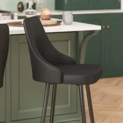 Flash Furniture Shelly Set Of 2 Commercial LeatherSoft Counter Height Bar Stools With Solid Black Metal Frames And Chrome Accented Feet And Footrests -Furniture GUEST 577b39b0 ce5d 410a 9a61 32409758fef5