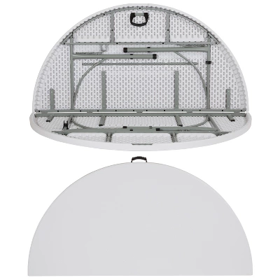 Flash Furniture 6-Foot Round Bi-Fold Granite White Plastic Banquet And Event Folding Table With Carrying Handle 4 Flash Furniture 6-Foot Round Bi-Fold Granite White Plastic Banquet And Event Folding Table With Carrying Handle - Image 4