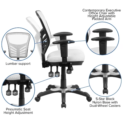 Flash Furniture Mid-Back Mesh Multifunction Executive Swivel Ergonomic Office Chair With Adjustable Arms 2 Flash Furniture Mid-Back Mesh Multifunction Executive Swivel Ergonomic Office Chair With Adjustable Arms - Image 2