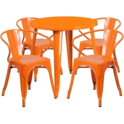 Flash Furniture Commercial Grade 30" Round Metal Indoor-Outdoor Table Set With 4 Arm Chairs 11 Flash Furniture Commercial Grade 30" Round Metal Indoor-Outdoor Table Set With 4 Arm Chairs -Furniture GUEST 589f4bf9 27e2 4c21 bbee 7ad2556c0e50