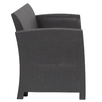 Flash Furniture Faux Rattan Loveseat With All-Weather Cushions 7 Flash Furniture Faux Rattan Loveseat With All-Weather Cushions - Image 7