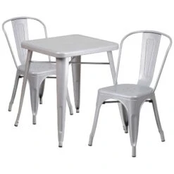 Flash Furniture Commercial Grade 23.75" Square Metal Indoor-Outdoor Table Set With 2 Stack Chairs 24 Flash Furniture Commercial Grade 23.75" Square Metal Indoor-Outdoor Table Set With 2 Stack Chairs -Furniture GUEST 5a0e11dd 61f4 4090 a86d dda714b29207