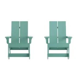 Flash Furniture Finn Modern Commercial Grade All-Weather 2-Slat Poly Resin Rocking Adirondack Chair With Rust Resistant Stainless Steel Hardware - Set Of 2 -Furniture GUEST 5a2c3598 447f 4368 93f9 8ebcf48cb68f