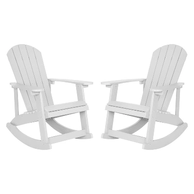 Flash Furniture Savannah All-Weather Poly Resin Wood Adirondack Rocking Chair With Rust Resistant Stainless Steel Hardware - Set Of 2 13 Flash Furniture Savannah All-Weather Poly Resin Wood Adirondack Rocking Chair With Rust Resistant Stainless Steel Hardware - Set Of 2 - Image 13