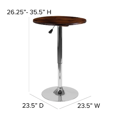 Flash Furniture 23.5'' Round Adjustable Height Rustic Pine Wood Table (Adjustable Range 26.25'' - 35.5'') 3 Flash Furniture 23.5'' Round Adjustable Height Rustic Pine Wood Table (Adjustable Range 26.25'' - 35.5'') - Image 3