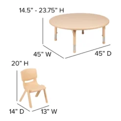 Flash Furniture 45" Round Plastic Height Adjustable Activity Table Set With 4 Chairs -Furniture GUEST 5bde440d 599a 4c96 acf1 f2e4c312f711