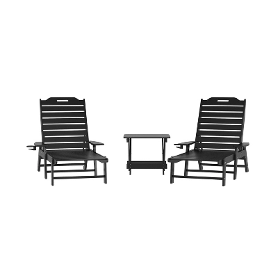Flash Furniture Monterey Commercial Grade 3-Piece Indoor/Outdoor Adirondack Set With 2 Adjustable HDPE Loungers With Cup Holders And Folding Side Table 14 Flash Furniture Monterey Commercial Grade 3-Piece Indoor/Outdoor Adirondack Set With 2 Adjustable HDPE Loungers With Cup Holders And Folding Side Table - Image 14