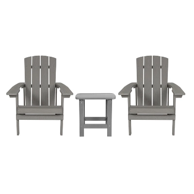Flash Furniture 2 Pack Charlestown All-Weather Poly Resin Wood Adirondack Chairs With Side Table 15 Flash Furniture 2 Pack Charlestown All-Weather Poly Resin Wood Adirondack Chairs With Side Table - Image 15