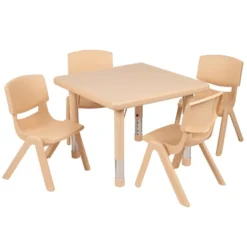 Flash Furniture 24" Square Plastic Height Adjustable Activity Table Set With 4 Chairs -Furniture GUEST 5d4779ed f55a 4698 b41c 24b2b2ede9bd