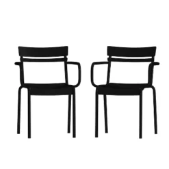 Flash Furniture Nash Commercial Grade Steel Indoor-Outdoor Stackable Chair With 2 Slats And Arms, Set Of 2 -Furniture GUEST 5e694a30 1eb8 4175 81cb 1295c059ecee