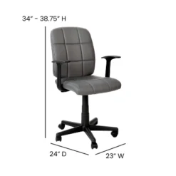 Flash Furniture Mid-Back Gray Quilted Vinyl Swivel Task Office Chair With Arms -Furniture GUEST 5ea5791c aa57 4dbc b468 1e922b3426cd