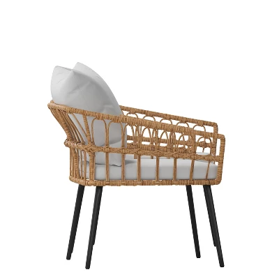 Flash Furniture Evin Set Of 2 Boho Indoor/Outdoor Rope Rattan Wicker Patio Chairs With All-Weather Cushions 9 Flash Furniture Evin Set Of 2 Boho Indoor/Outdoor Rope Rattan Wicker Patio Chairs With All-Weather Cushions - Image 9