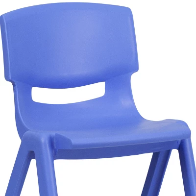 Flash Furniture 4 Pack Blue Plastic Stackable School Chair With 13.25'' Seat Height 4 Flash Furniture 4 Pack Blue Plastic Stackable School Chair With 13.25'' Seat Height - Image 4