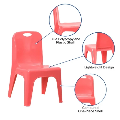 Flash Furniture 4 Pack Plastic Stackable School Chair With Carrying Handle And 11'' Seat Height 2 Flash Furniture 4 Pack Plastic Stackable School Chair With Carrying Handle And 11'' Seat Height - Image 2