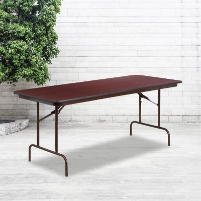Flash Furniture 6-Foot High Pressure Mahogany Laminate Folding Banquet Table 1 Flash Furniture 6-Foot High Pressure Mahogany Laminate Folding Banquet Table