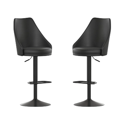 Flash Furniture Chrishelle Set Of 2 Commercial Adjustable Height Barstools With Upholstered Tufted Seats And Pedestal Base With Footring, Black 12 Flash Furniture Chrishelle Set Of 2 Commercial Adjustable Height Barstools With Upholstered Tufted Seats And Pedestal Base With Footring, Black - Image 12