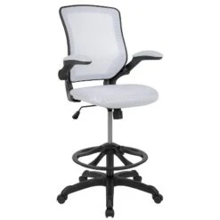 Flash Furniture Mid-Back Mesh Ergonomic Drafting Chair With Adjustable Foot Ring And Flip-Up Arms -Furniture GUEST 606a7532 cdc3 416b 93b0 7f08e8218118