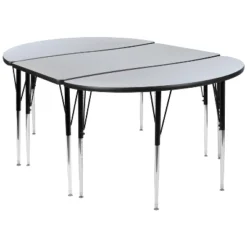 Flash Furniture 3 Piece 76" Oval Wave Flexible Grey Thermal Laminate Activity Table Set - Standard Height Adjustable Legs 26 Flash Furniture 3 Piece 76" Oval Wave Flexible Grey Thermal Laminate Activity Table Set - Standard Height Adjustable Legs -Furniture GUEST 608cea78 959e 4231 bd63 6e84ac1631f2