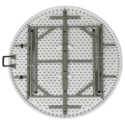 Flash Furniture 4-Foot Round Bi-Fold Granite White Plastic Banquet And Event Folding Table With Carrying Handle 6 Flash Furniture 4-Foot Round Bi-Fold Granite White Plastic Banquet And Event Folding Table With Carrying Handle - Image 6