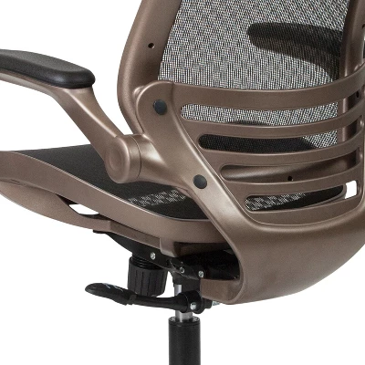 Flash Furniture Mid-Back Transparent Mesh Executive Swivel Office Chair With Flip-Up Arms 4 Flash Furniture Mid-Back Transparent Mesh Executive Swivel Office Chair With Flip-Up Arms - Image 4