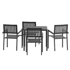 Flash Furniture Harris 5 Piece Commercial Indoor/Outdoor Table And Chairs With Black Poly Resin Slatted Backs And Seats -Furniture GUEST 6205964c 0078 408c a5eb 38408a39bc47