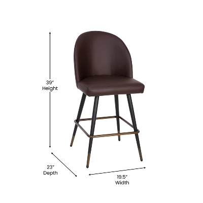 Flash Furniture Lyla Set Of 2 Commercial Modern Armless Counter Stools With Contoured Backrests, Steel Frames And Footrests-Set Of 2 6 Flash Furniture Lyla Set Of 2 Commercial Modern Armless Counter Stools With Contoured Backrests, Steel Frames And Footrests-Set Of 2 - Image 6