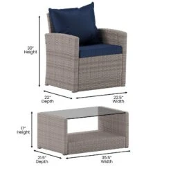 Flash Furniture Aransas Series 4 Piece Patio Set With Back Pillows And Seat Cushions -Furniture GUEST 624c5068 9a7e 4f03 846d 1c1f075ae096