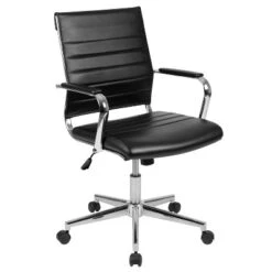Flash Furniture Mid-Back LeatherSoft Contemporary Ribbed Executive Swivel Office Chair 27 Flash Furniture Mid-Back LeatherSoft Contemporary Ribbed Executive Swivel Office Chair -Furniture GUEST 63006d42 19cc 413e aae8 00668a972637