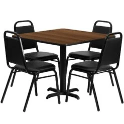 Flash Furniture 36'' Square Laminate Table Set With X-Base And 4 Trapezoidal Back Banquet Chairs -Furniture GUEST 645f48ae 0508 4340 92d9 41d4579025f0