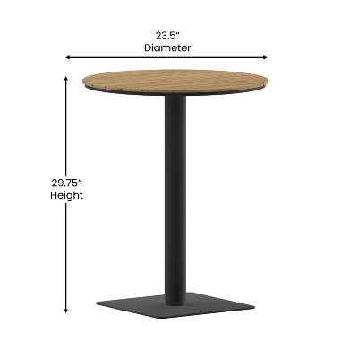 Flash Furniture Finch Commercial Grade Round 24" Table With Faux Teak Poly Slats And Steel Frame, Natural/Gray 6 Flash Furniture Finch Commercial Grade Round 24" Table With Faux Teak Poly Slats And Steel Frame, Natural/Gray - Image 6