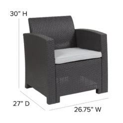 Flash Furniture Faux Rattan Chair With All-Weather Cushion -Furniture GUEST 6465b110 d4bb 49b8 94bf 6742c4204172