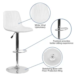 Flash Furniture Contemporary Vinyl Adjustable Height Barstool With Embellished Stitch Design And Chrome Base -Furniture GUEST 655658c9 0740 4b6e 9274 c0cdd978f9fd