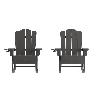 Flash Furniture Newport HDPE Adirondack Chair With Cup Holder And Pull Out Ottoman, All-Weather HDPE Indoor/Outdoor Chair 13 Flash Furniture Newport HDPE Adirondack Chair With Cup Holder And Pull Out Ottoman, All-Weather HDPE Indoor/Outdoor Chair - Image 13