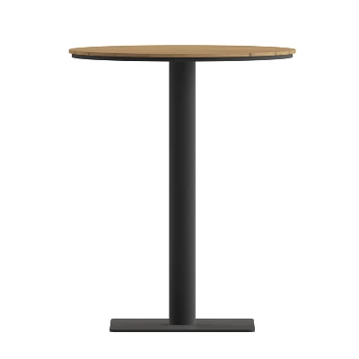 Flash Furniture Finch Commercial Grade Round 24" Table With Faux Teak Poly Slats And Steel Frame, Natural/Gray 8 Flash Furniture Finch Commercial Grade Round 24" Table With Faux Teak Poly Slats And Steel Frame, Natural/Gray - Image 8