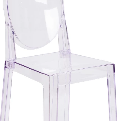 Flash Furniture Ghost Chair With Oval Back In Transparent Crystal 5 Flash Furniture Ghost Chair With Oval Back In Transparent Crystal - Image 5
