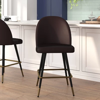 Flash Furniture Lyla Set Of 2 Commercial Modern Armless Counter Stools With Contoured Backrests, Steel Frames And Footrests-Set Of 2 1 Flash Furniture Lyla Set Of 2 Commercial Modern Armless Counter Stools With Contoured Backrests, Steel Frames And Footrests-Set Of 2