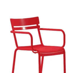Flash Furniture Nash Commercial Grade Steel Indoor-Outdoor Stackable Chair With 2 Slats And Arms, Set Of 2 -Furniture GUEST 67495cd9 0fa0 44c9 8495 9cf094da67d0 1