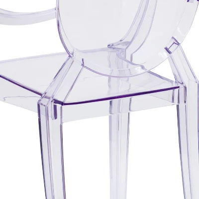 Flash Furniture Ghost Chair With Arms In Transparent Crystal 4 Flash Furniture Ghost Chair With Arms In Transparent Crystal - Image 4