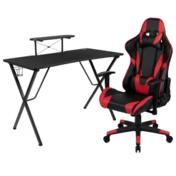 Flash Furniture Gaming Desk And Reclining Gaming Chair Set With Cup Holder, Headphone Hook, And Monitor/Smartphone Stand -Furniture GUEST 6815d124 939a 4e5f be71 3d1f9fa0c351