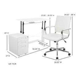 Flash Furniture Work From Home Kit - White Adjustable Computer Desk, LeatherSoft Office Chair And Inset Handle Locking Mobile Filing Cabinet 13 Flash Furniture Work From Home Kit - White Adjustable Computer Desk, LeatherSoft Office Chair And Inset Handle Locking Mobile Filing Cabinet -Furniture GUEST 68d54135 c246 4095 b576 72ab85c4a559
