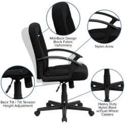Mid-Back Black Fabric Executive Swivel Office Chair With Nylon Arms Black - Flash Furniture 8 Mid-Back Black Fabric Executive Swivel Office Chair With Nylon Arms Black - Flash Furniture -Furniture GUEST 68dbd1fd 35a4 4e87 b1aa 78b7f5f0c42c