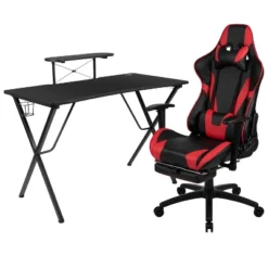 Flash Furniture Gaming Desk And Footrest Reclining Gaming Chair Set With Cup Holder, Headphone Hook, And Monitor/Smartphone Stand -Furniture GUEST 68ec4a65 7256 48a0 b322 fefb9b2eb5ba